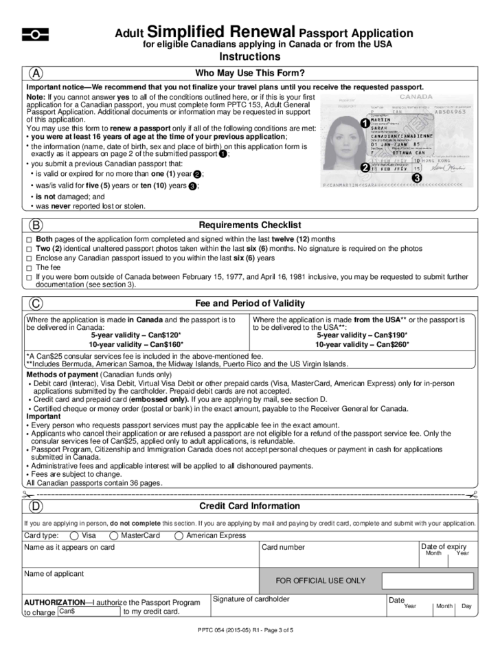 Adult Simplified Renewal Passport Application Free Download