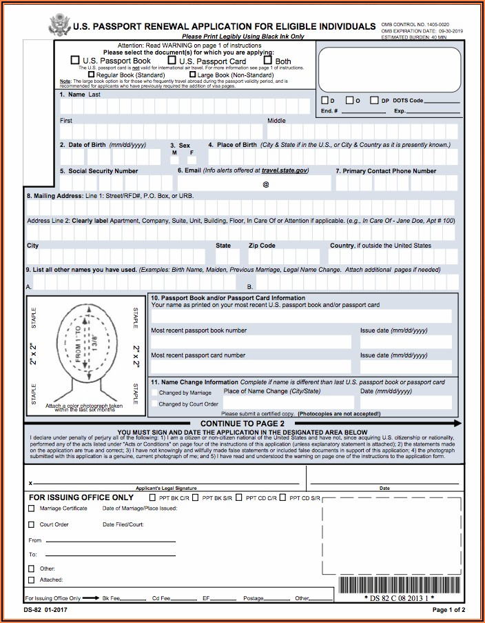 Application For A U s Passport Renewal form Ds 82 Form Resume 