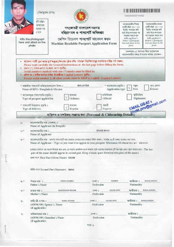 Bangladesh High Commission Passport Renewal Form PrintableForm