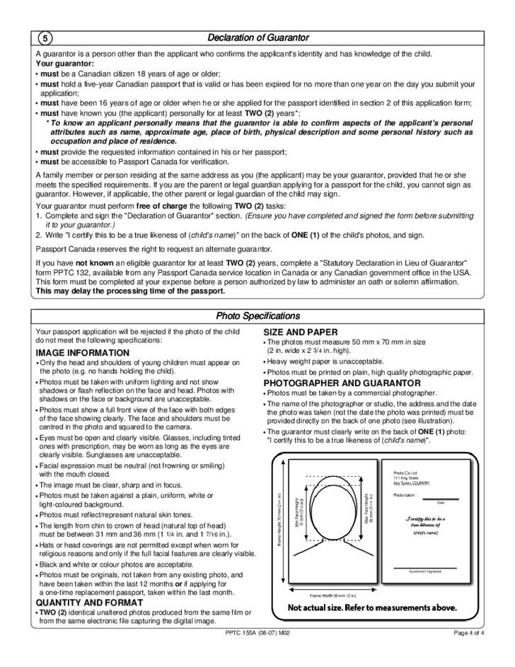 Child General Passport Application For Canadians Under 16 Years Of Age