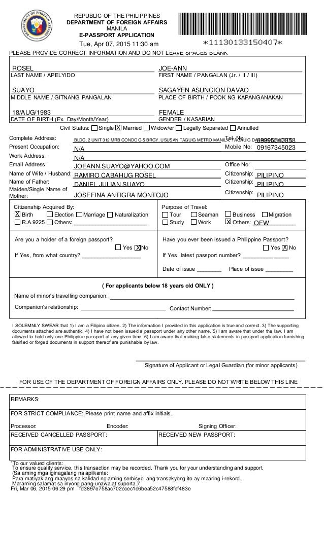 Dfa Manila Passport Application Form