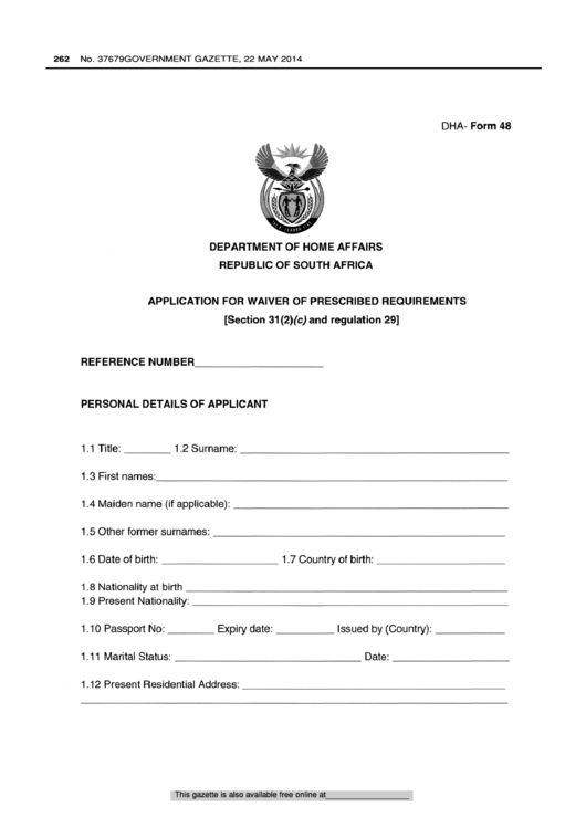 Dha Form 48 Application For Waiver Of Prescribed Requirements 