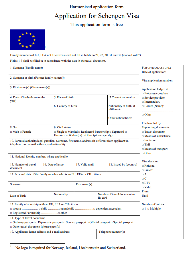 Download Spain Visa Application Form Spain Schengen Visa PDF Form