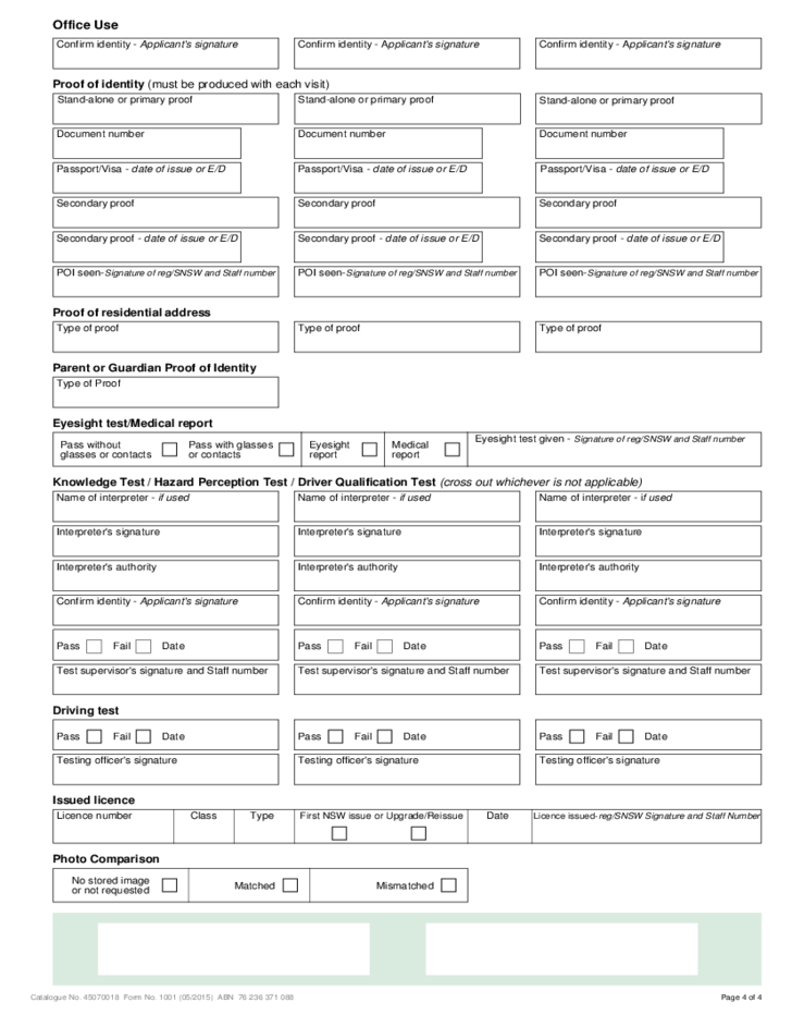 Driving Licence Application Form New South Wales Free Download