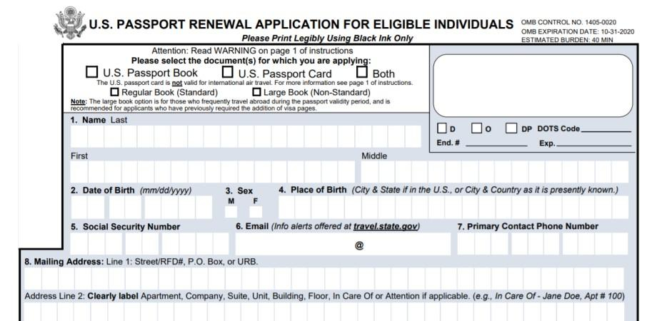 DS 82 Form Application For Passport Renewal DS 82 Printable 2021