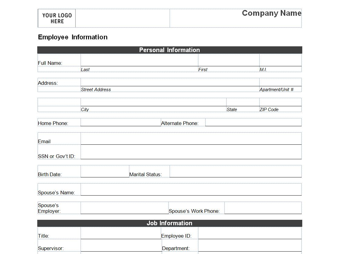 Employee Personal Information Form