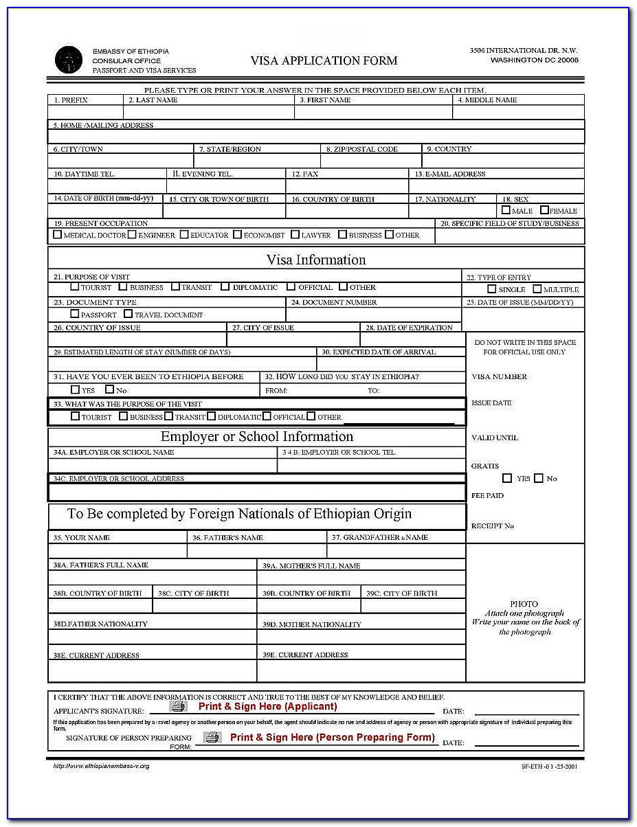 Ethiopian Passport Renewal Application Form Form Resume Examples 