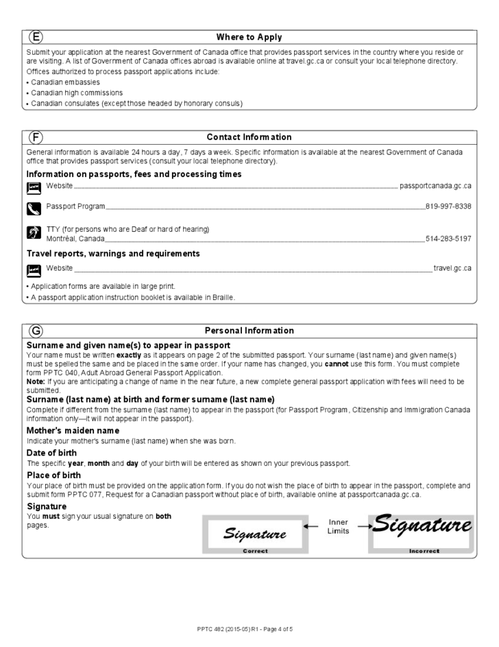 Example Form For Canadian Passport Renewal