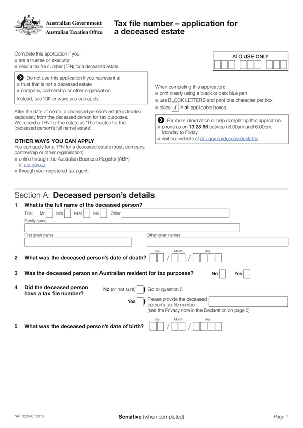 Fill Free Fillable Australian Taxation Office PDF Forms