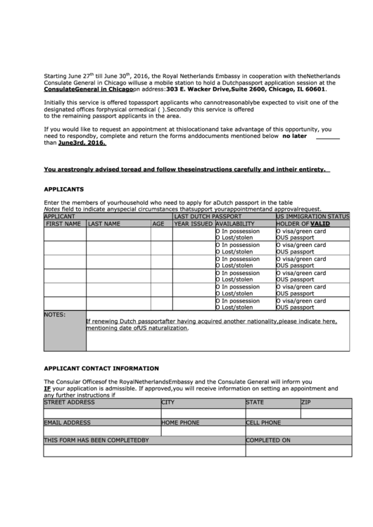 Fillable Dutch Passport Application Printable Pdf Download