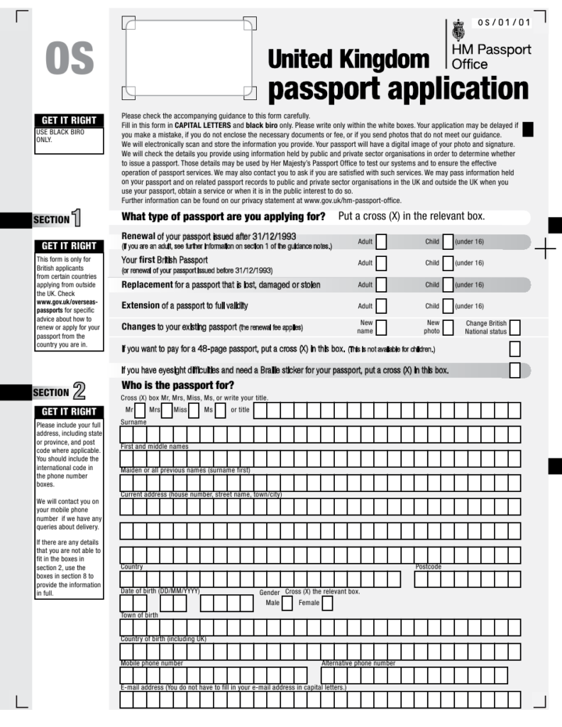 Form OS Download Printable PDF Or Fill Online United Kingdom Passport 