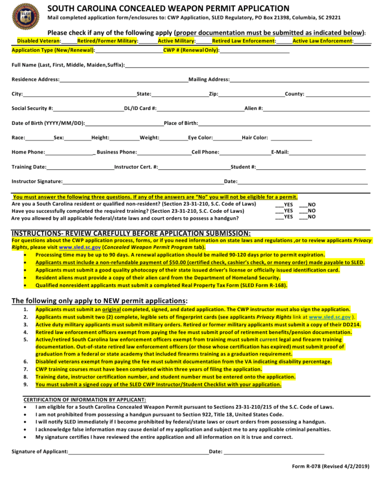 Form R 078 Download Printable PDF Or Fill Online South Carolina 