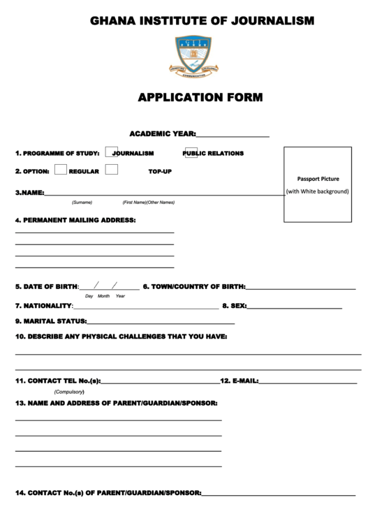 Ghana Institute Of Journalism Application Form Printable Pdf Download