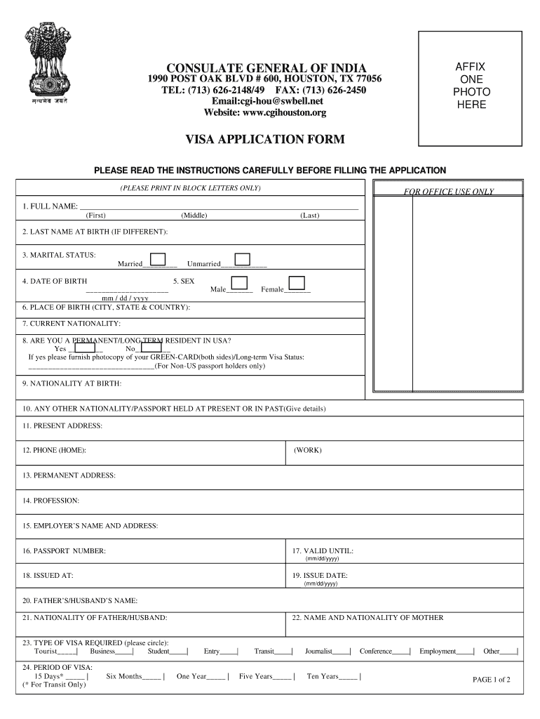 India Visa Application Form Englshkira