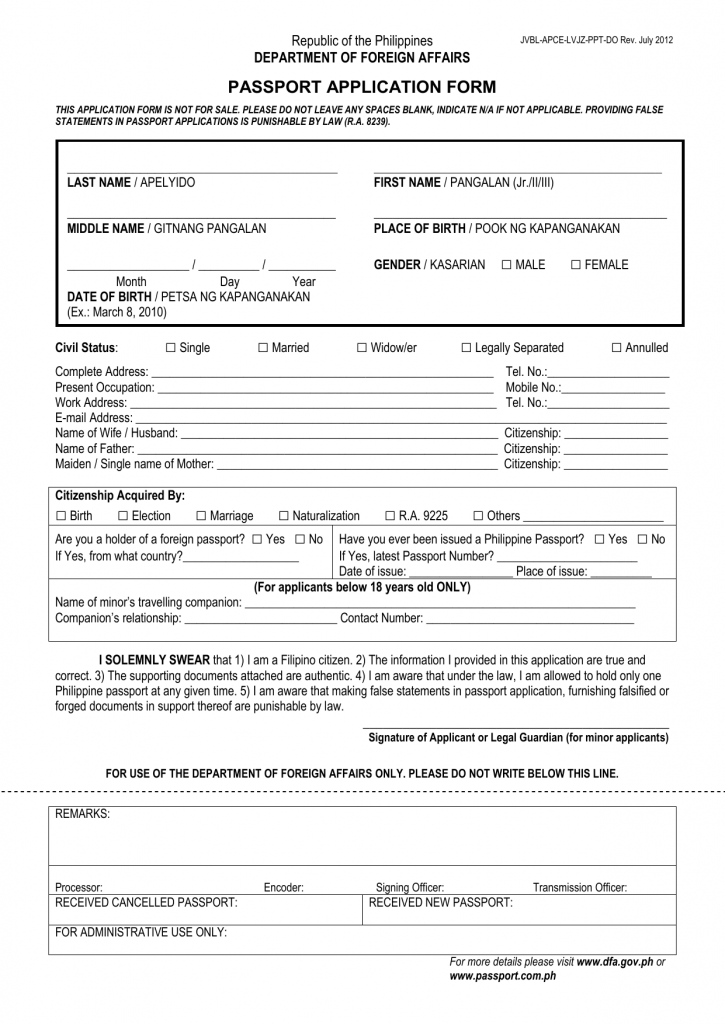 Internal Affairs Passport Application Form Printable Form 2022