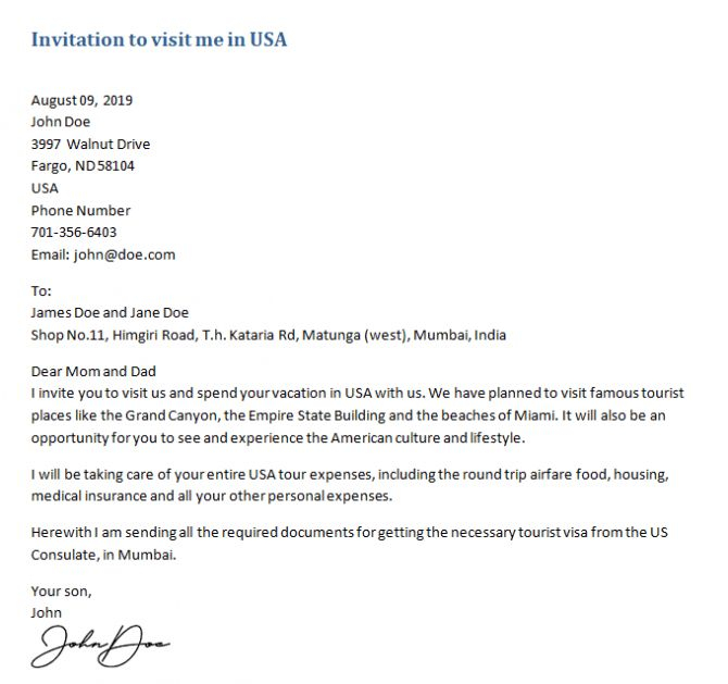 Invitation Letter For Visa In 2021 Sample Of Invitation Letter