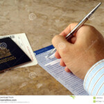 Man Filling Out Form Stock Photo Image Of Country Airport 16818324