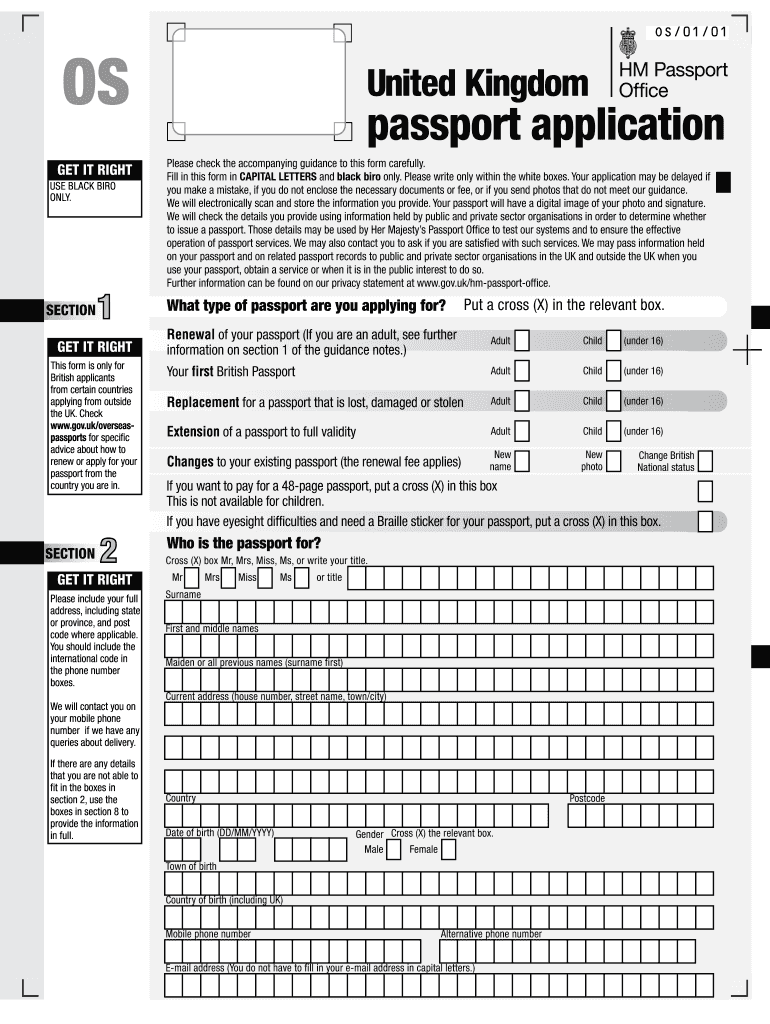 Passport Application Form Uk Fill Online Printable Fillable Blank