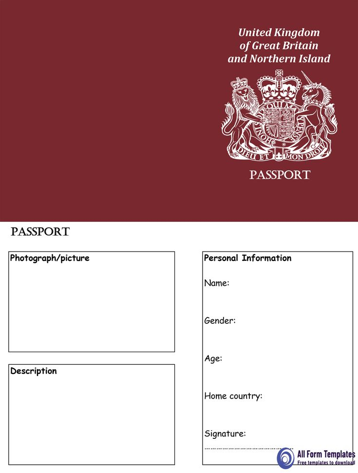 Passport Template UK England Passport Template Passport