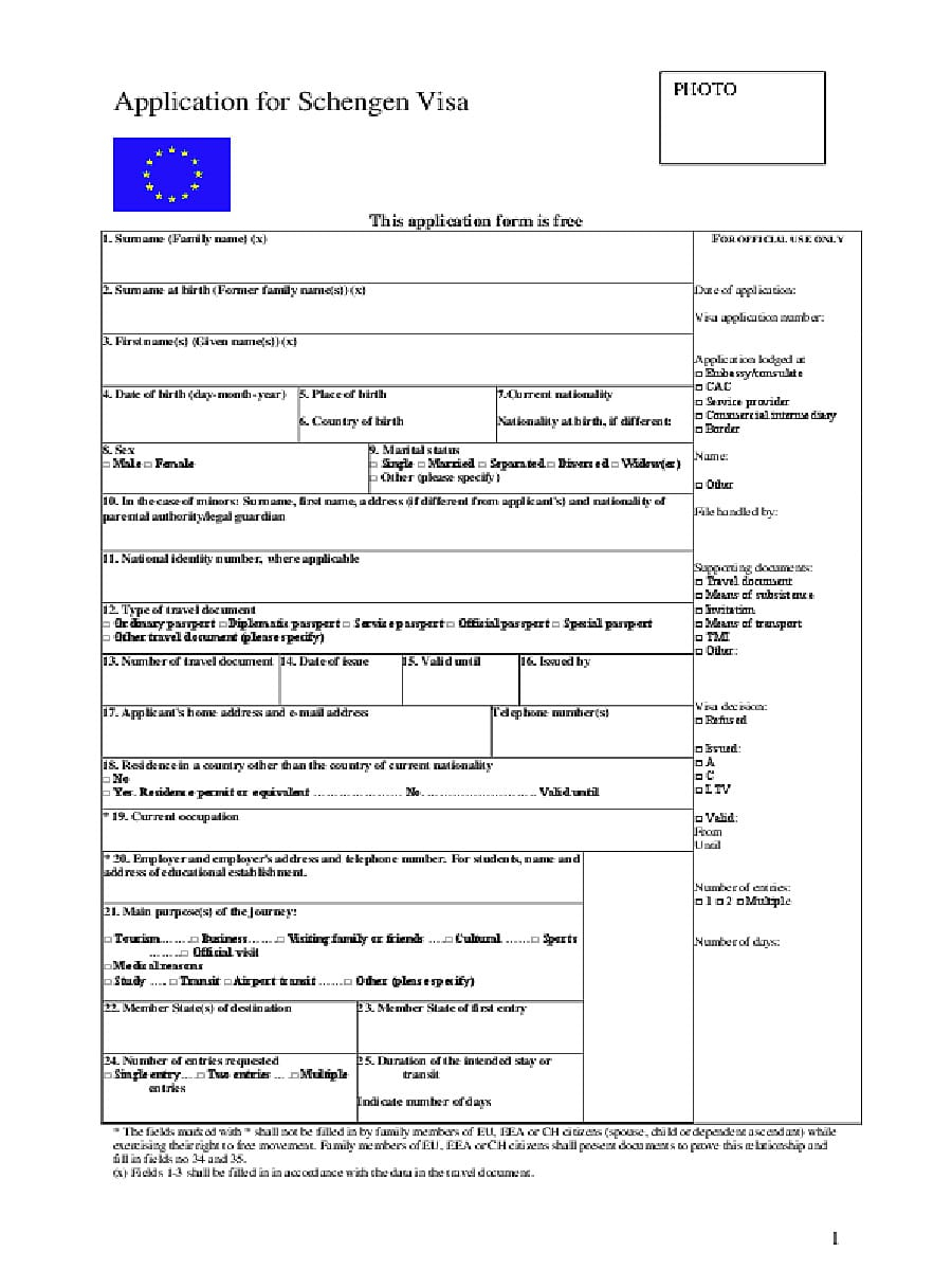 PDF Visa Application Form For Italy PDF Download InstaPDF