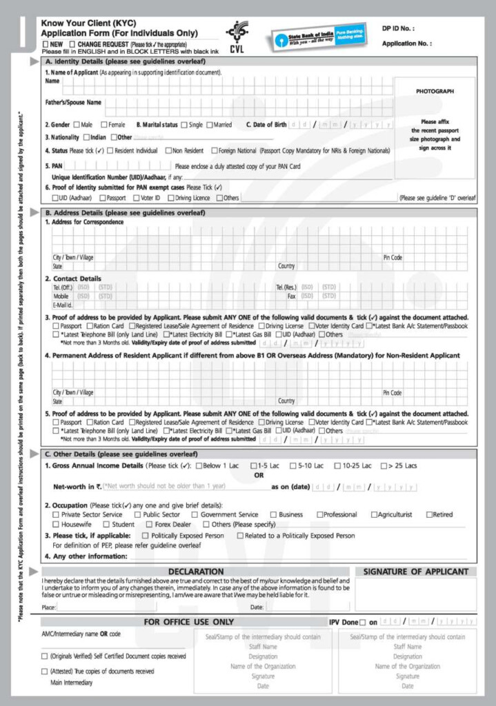 State Bank Of India KYC Updation Form 2020 2021 Student Forum