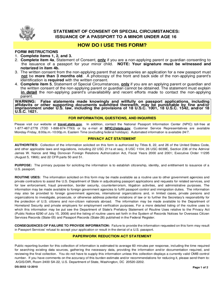 Statement Of Consent Or Special Circumstances Free Download