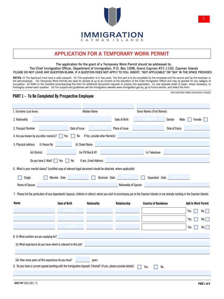 UK Cayman Islands IMM TWP 2017 Fill And Sign Printable Template 